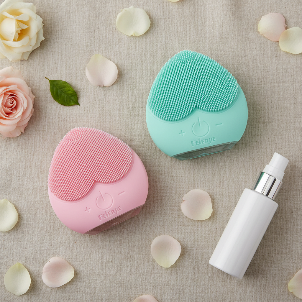 Brosse nettoyante visage silicone - flat lay premium