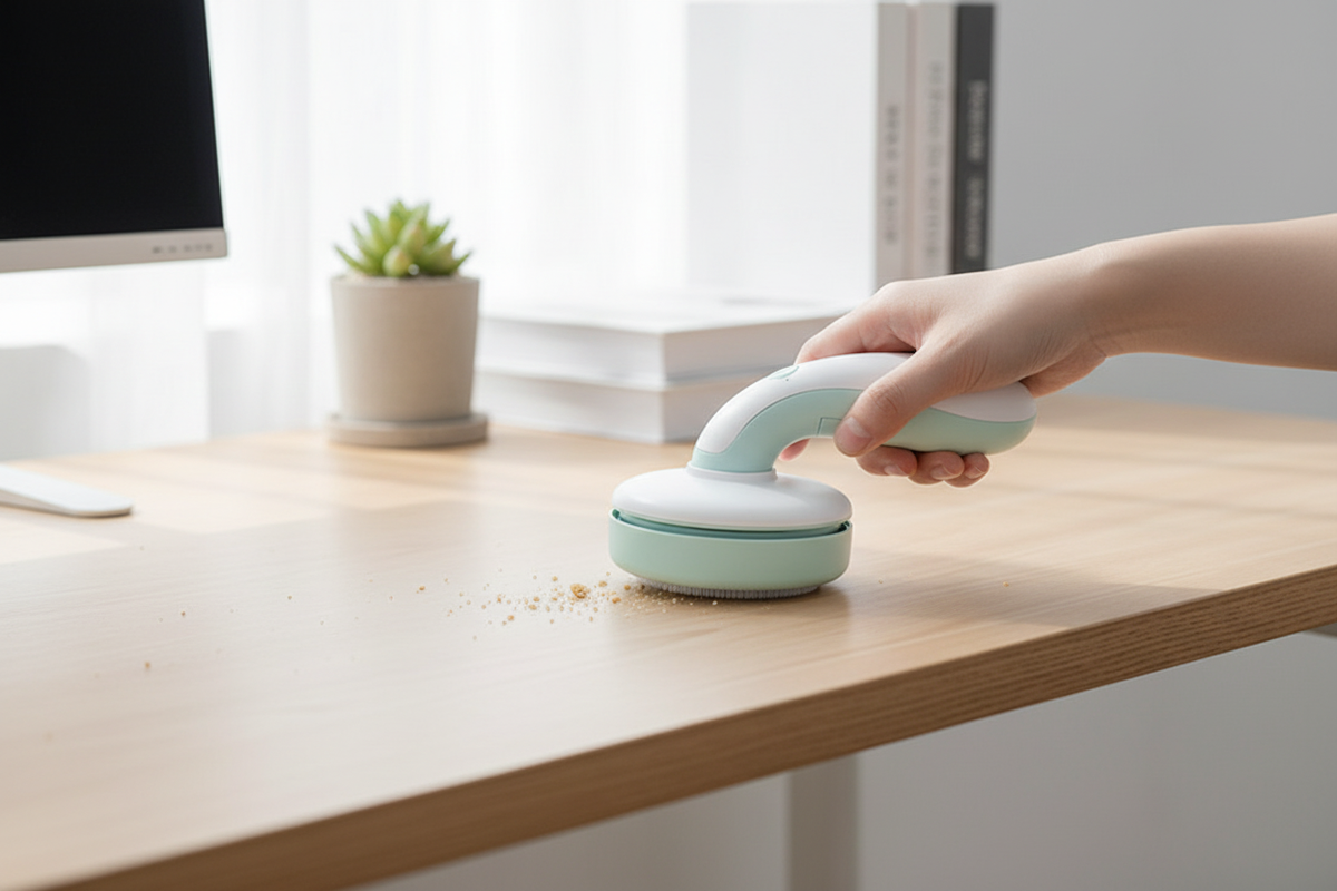 Mini aspirateur de bureau - en utilisation