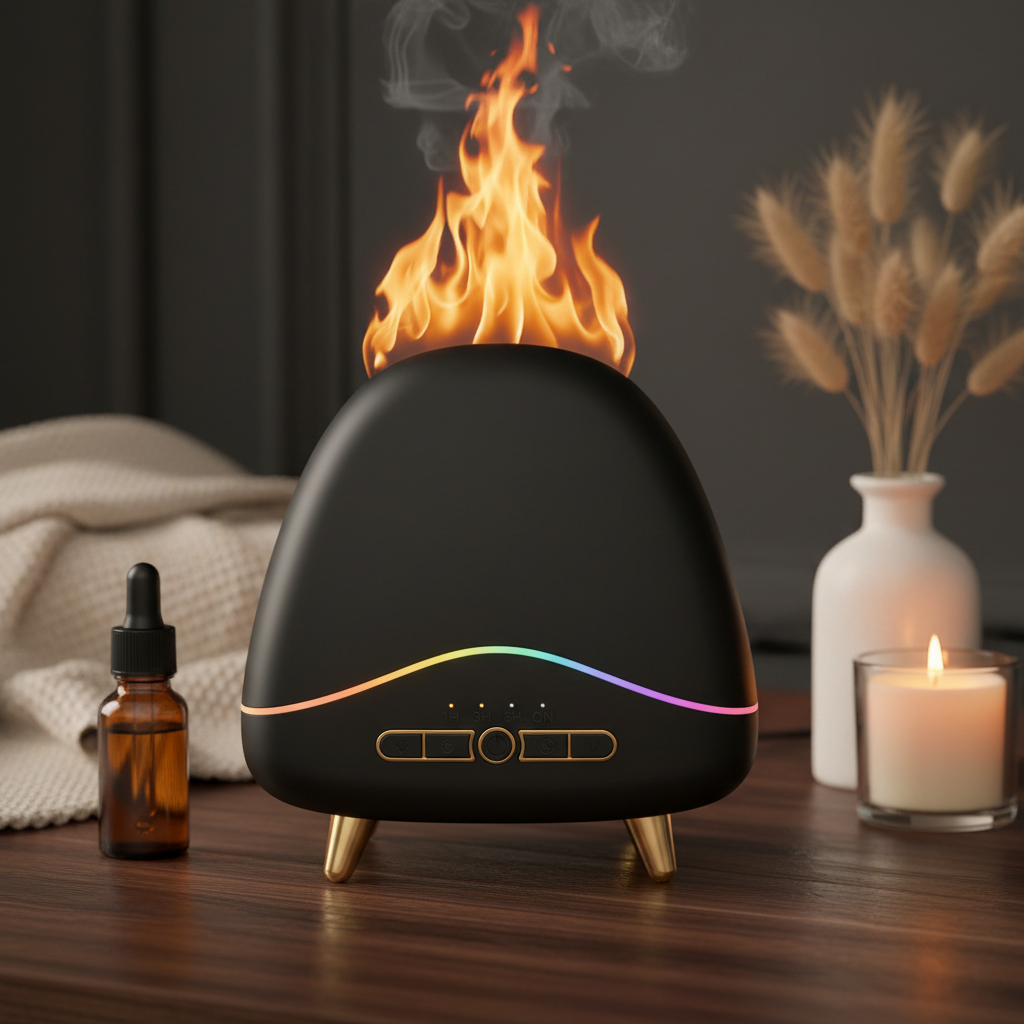 Diffuseur effet flamme LED - lifestyle bois et bien-être