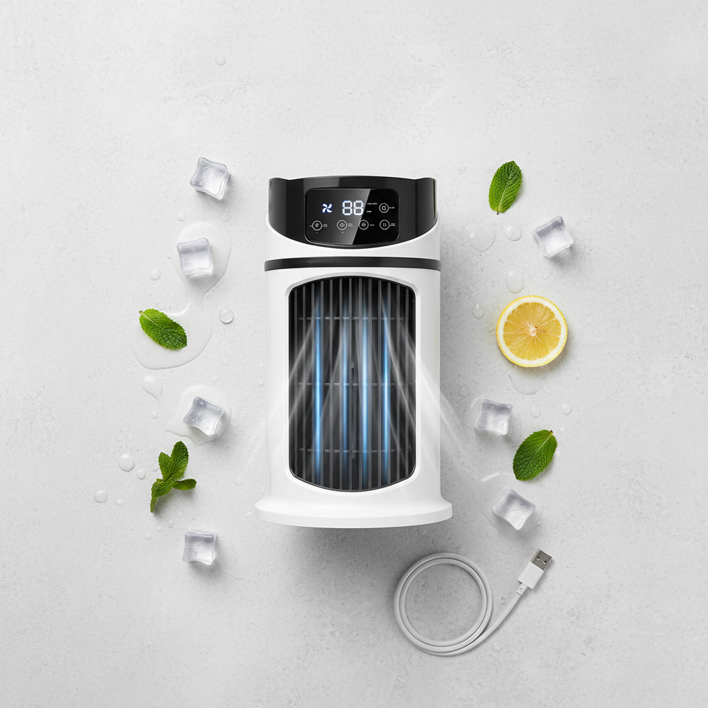 Climatiseur portable 3-en-1 - flat lay été